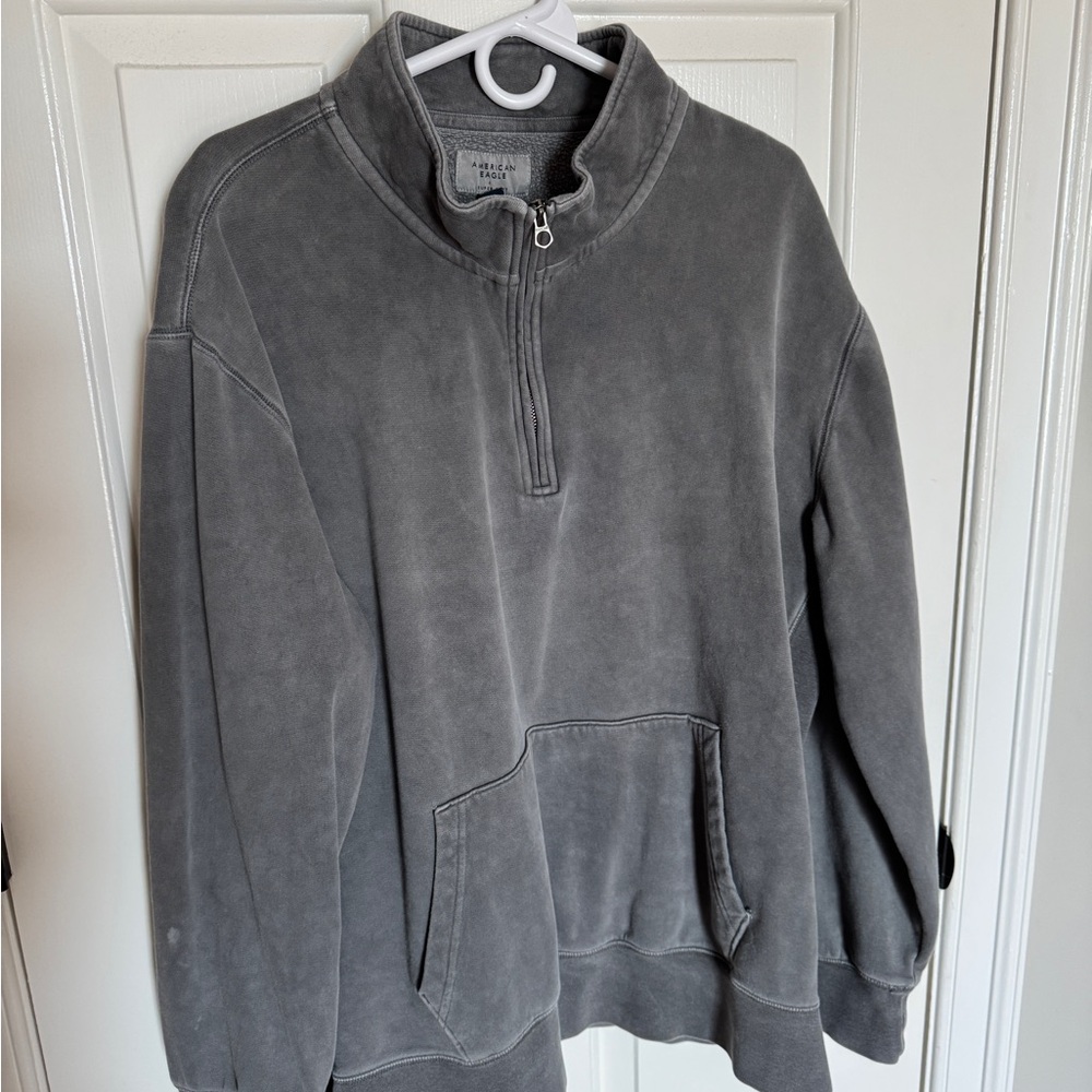 American Eagle Men's Gray 1/4 Zip Sweatshirt XXL